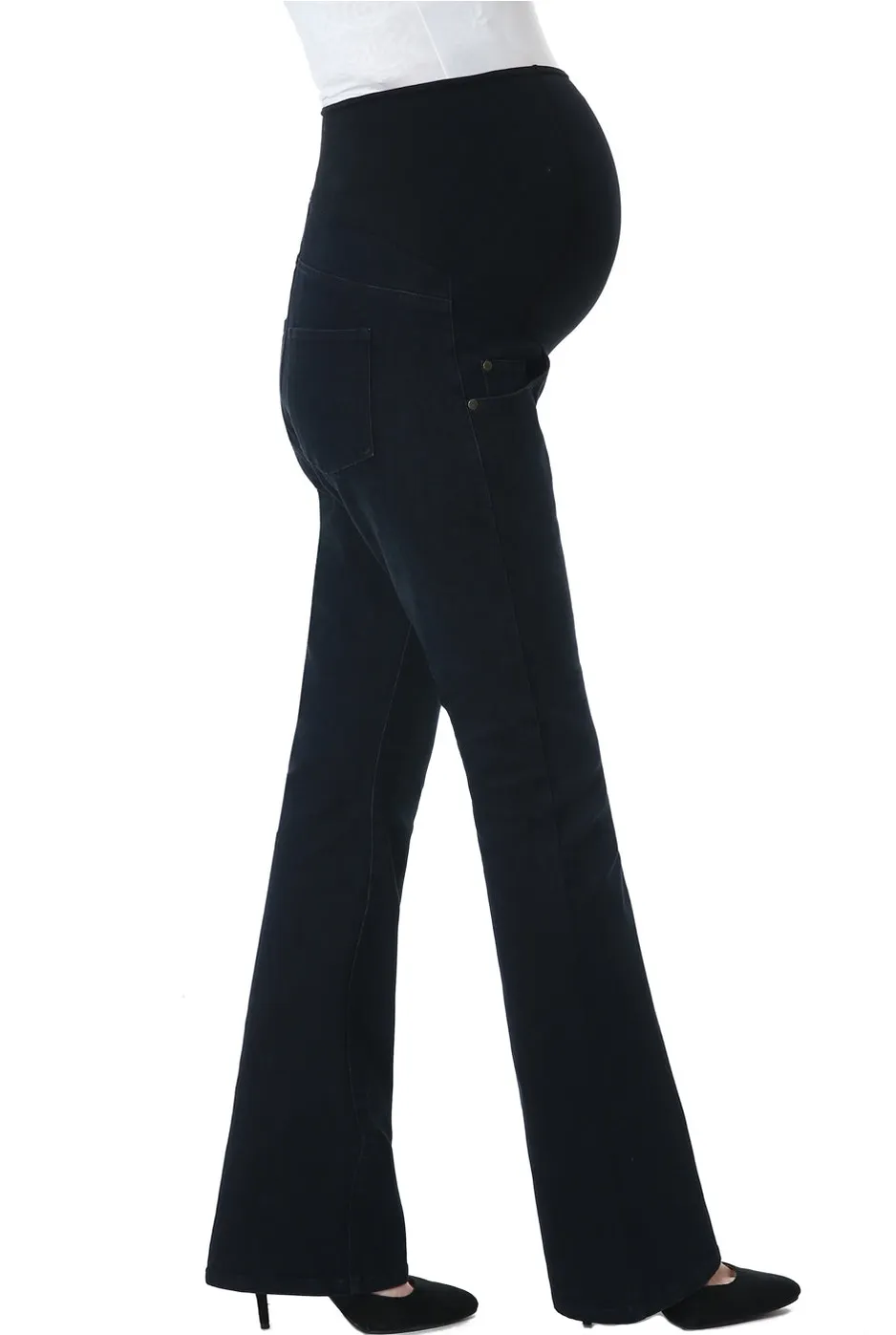 Maternity &quot;Leni&quot; Modern Boot Cut Denim Jeans Black/Blue