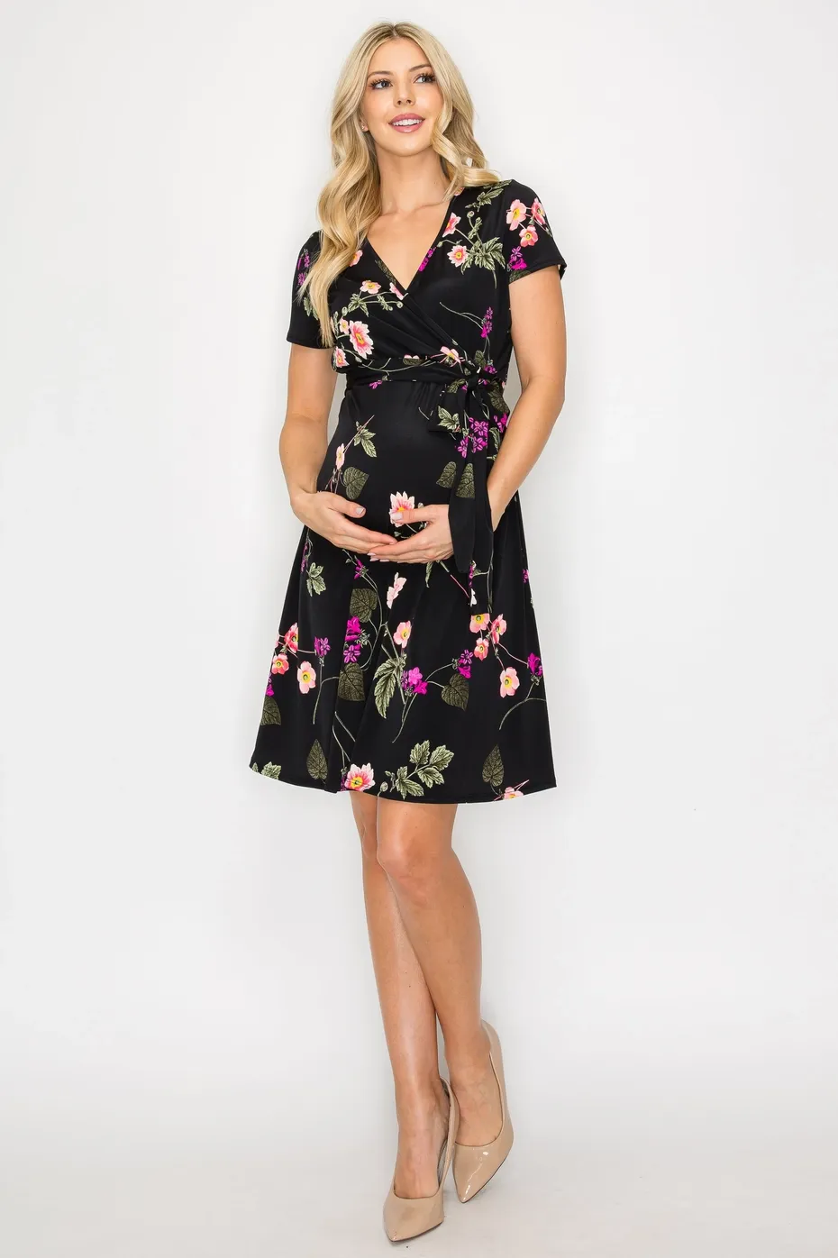Alyssa Wrap Maternity Short Sleeve Dress For Breastfeeding