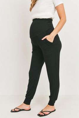 Full Panel Maternity Knit Jogger Pants - Black