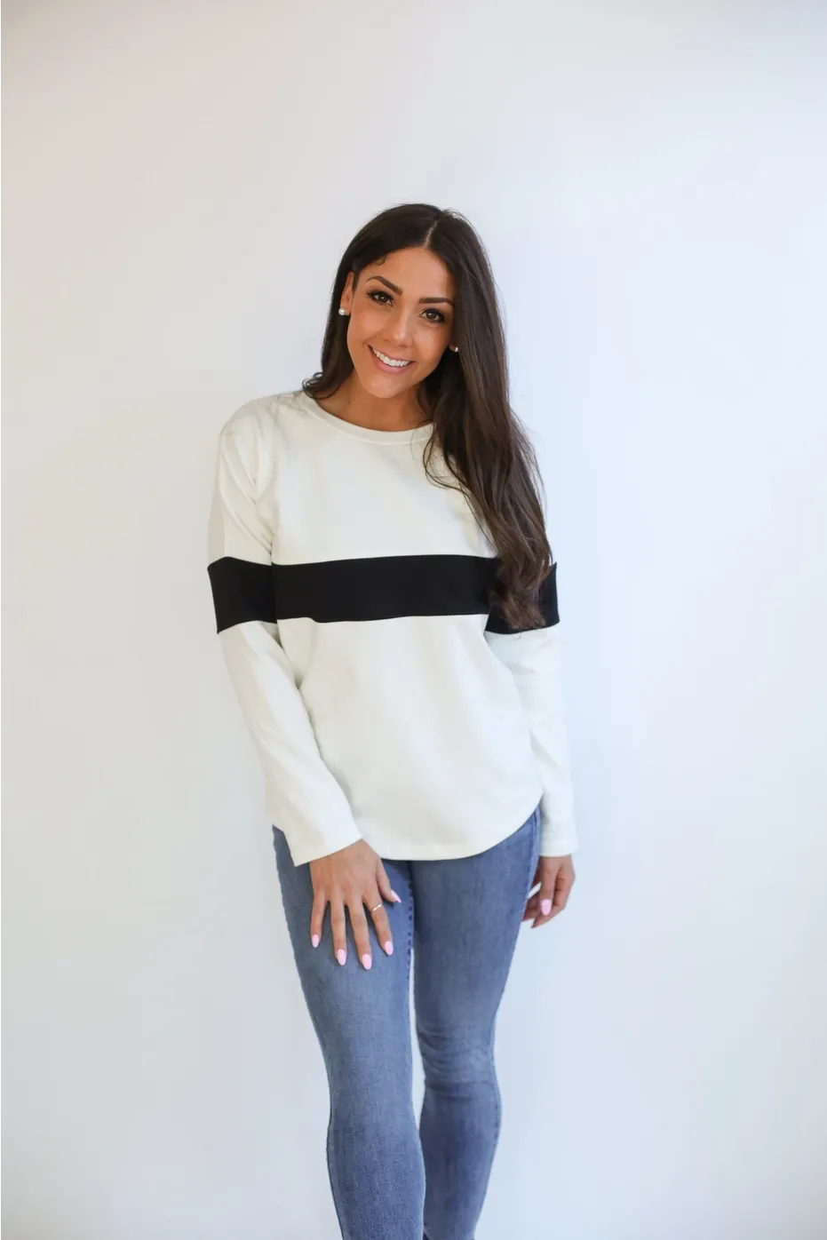 Varsity Stripe Dual Zip Bff Breastfeeding Long Sleeve