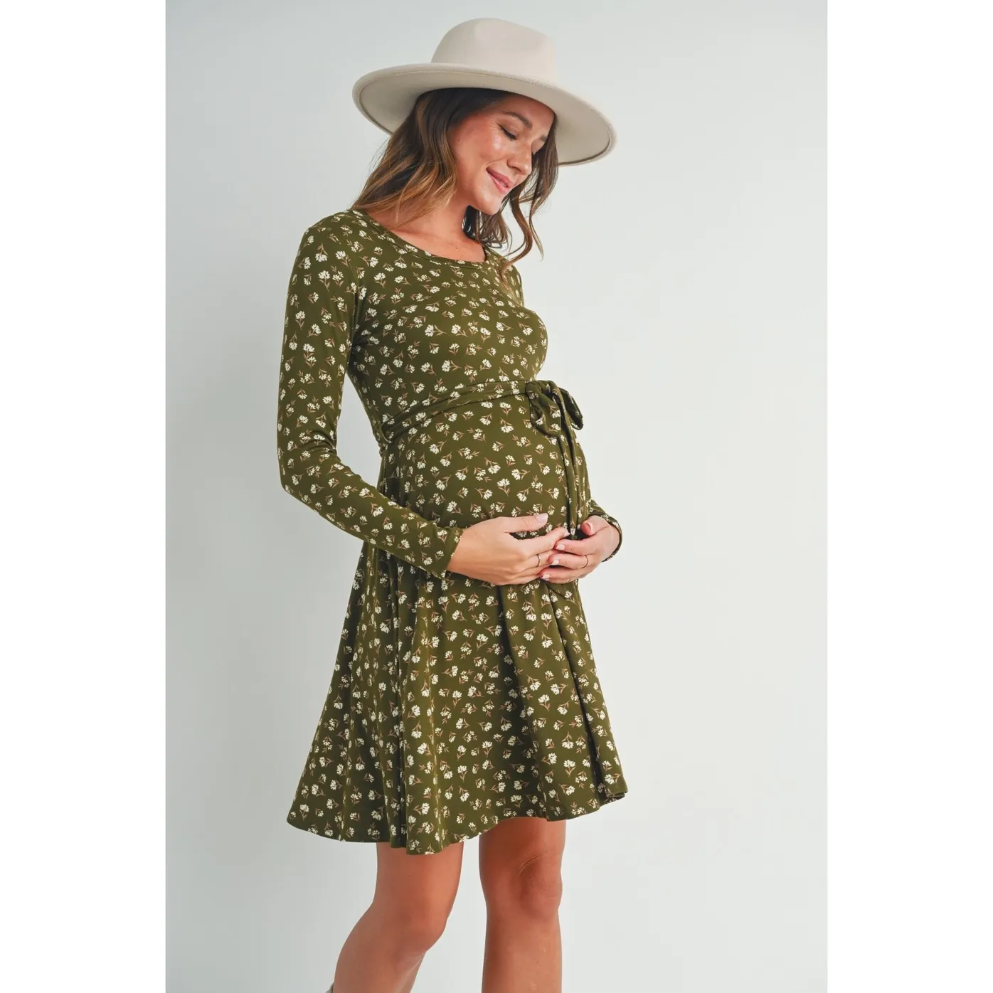 Floral Long Sleeve Maternity Skater Dress