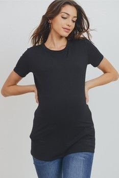 Round Neck Short Sleeve Maternity Top