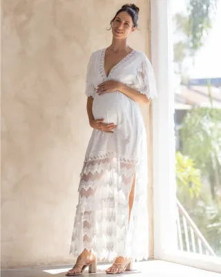 Maternity &quot;Roxy&quot; Lace Baby Shower Dress