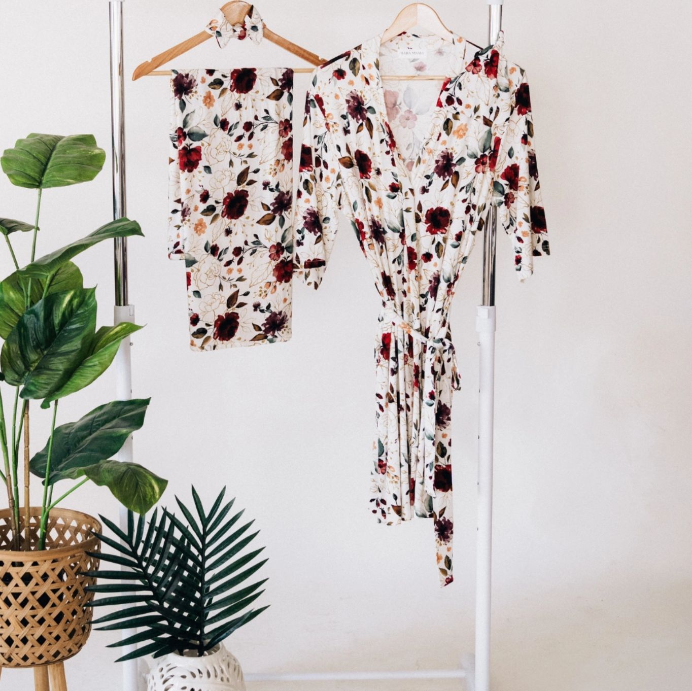 Red Rose Maternity Delivery Gown &amp; Matching Swaddle