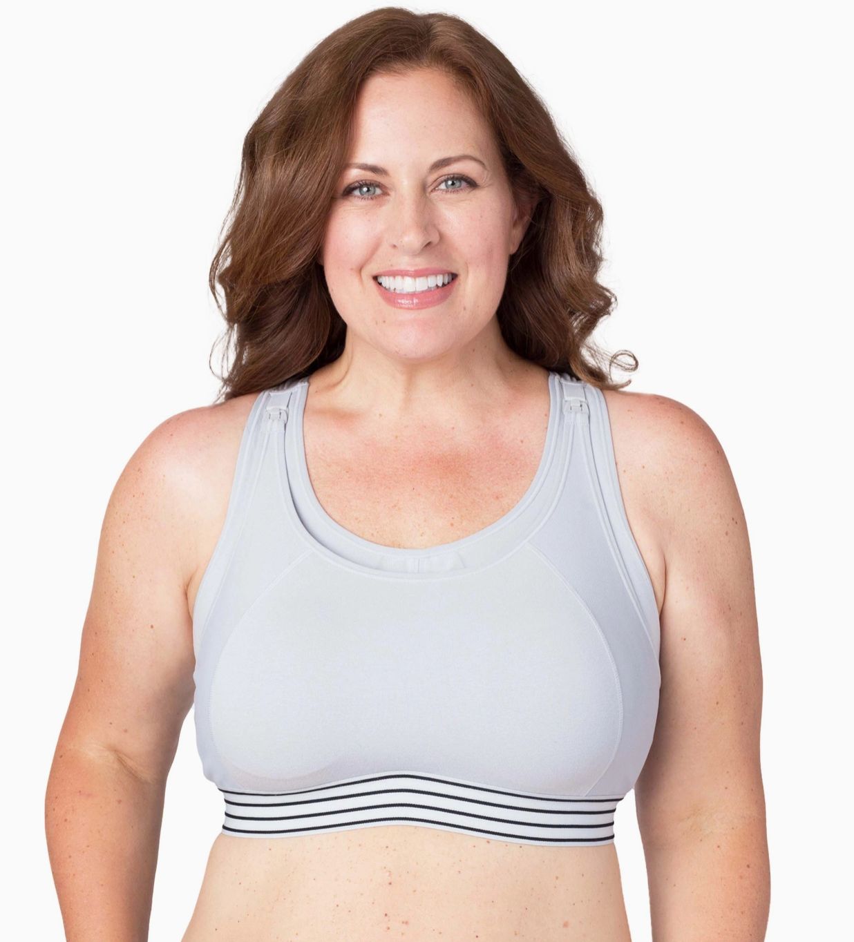 Stripe Nursing Sports Bra, Colour: Gray, Size: Small (A)