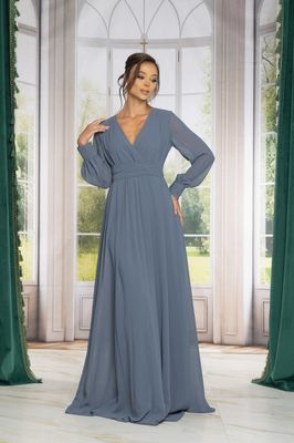 Long Sleeve Chiffon Maxi Dress