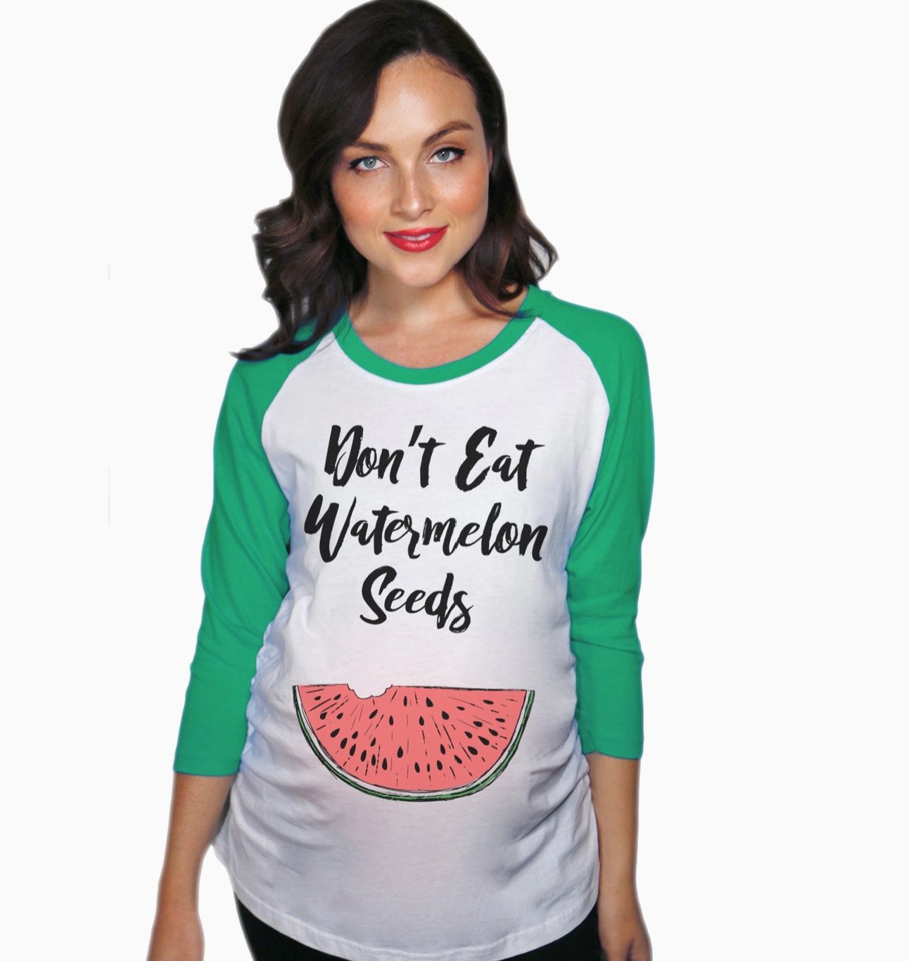 Graphic Tee -Don't Eat Watermelon Seeds Maternity Raglan