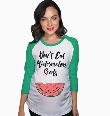 Graphic Tee -Don't Eat Watermelon Seeds Maternity Raglan