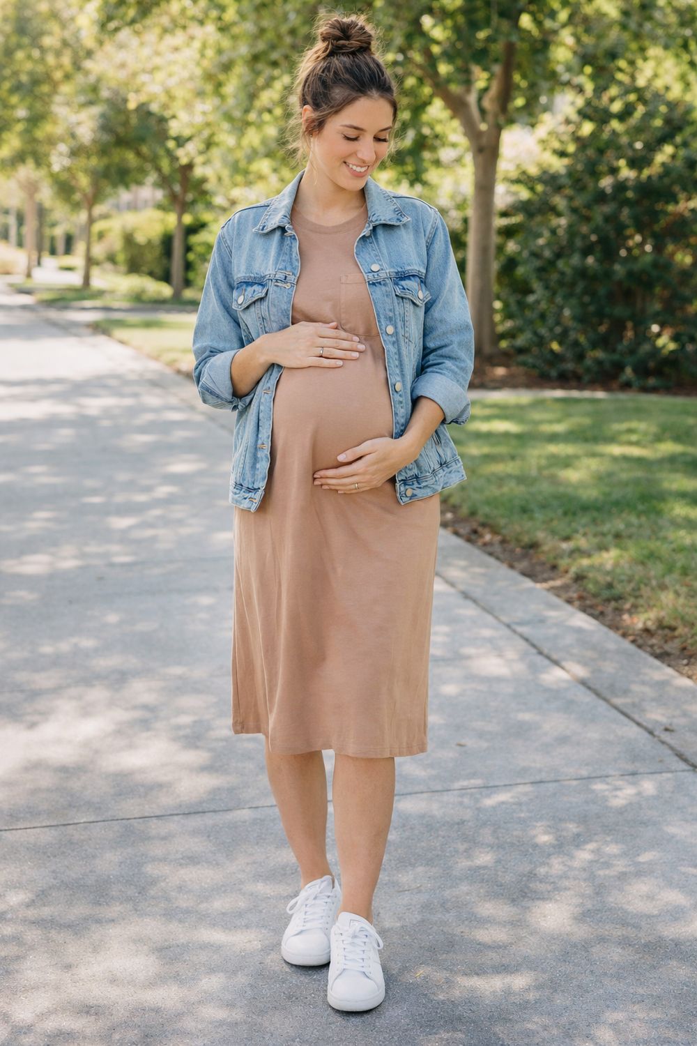 Oversized Fit Round Neck T-Shirt Dress with Side Slits