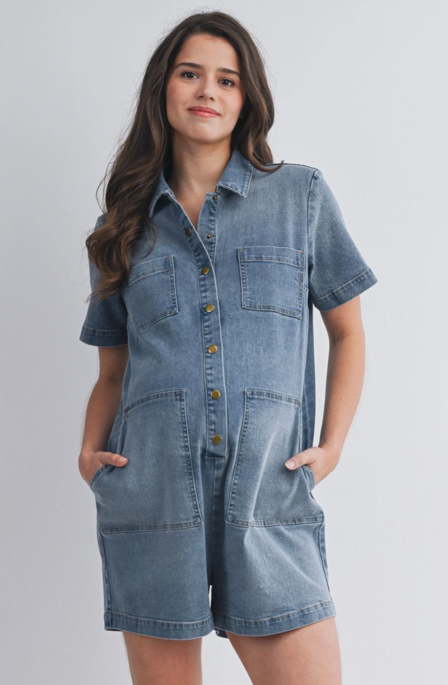 Maternity Denim Romper