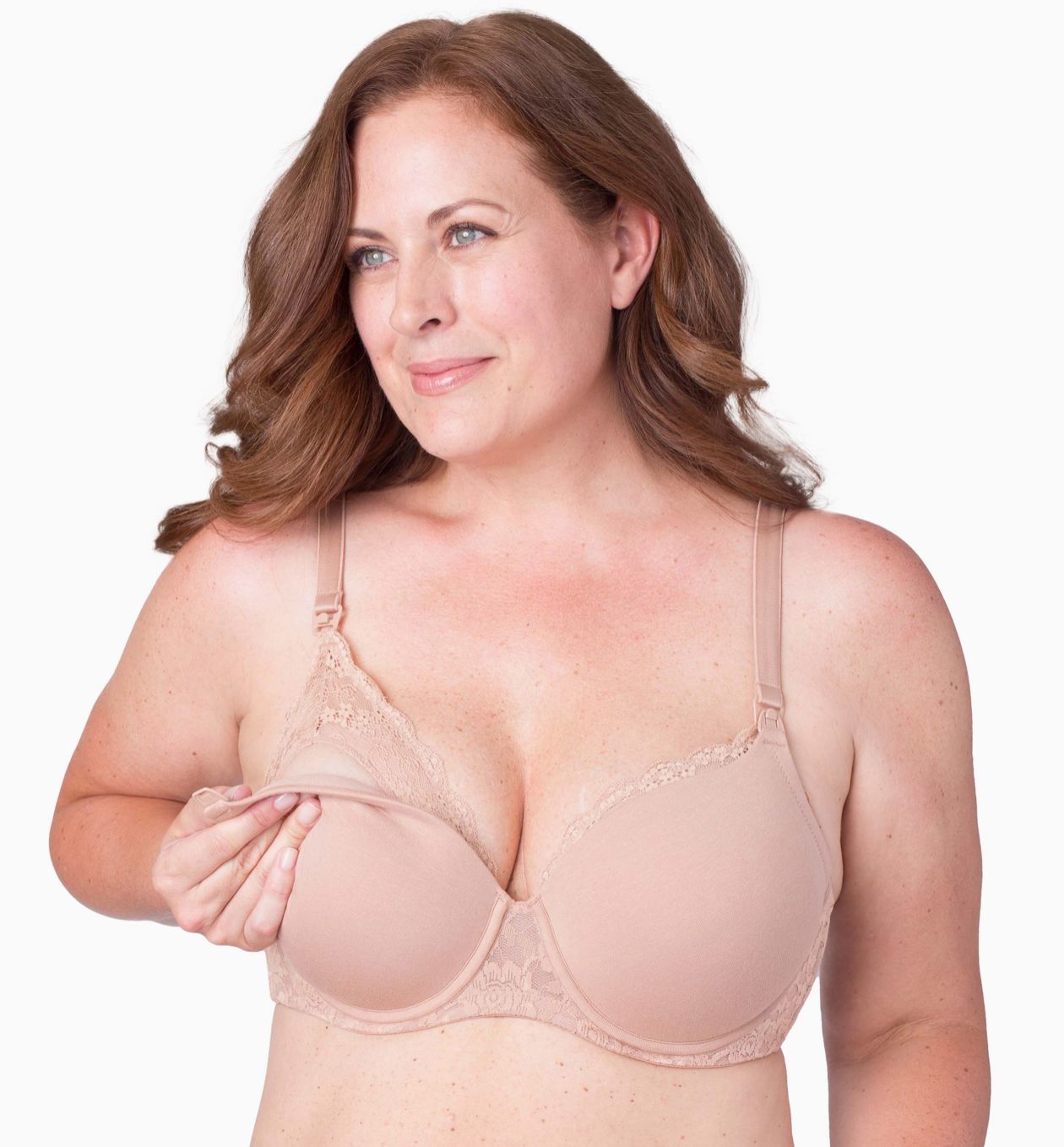 Molded Cotton Nursing Bra with Lace Frame