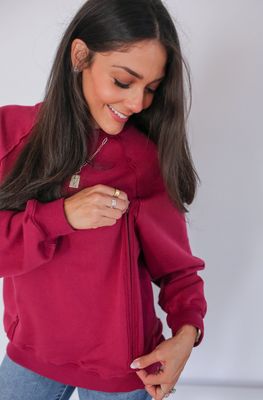 Big Hug Vertical Zip Breastfeeding Crewneck