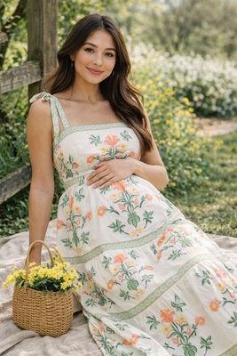 Softly Romantic Midi Dress with Shoulder Tie