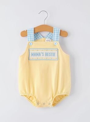 "MAMA'S BESTIE " Embroidered Baby Boy Romper