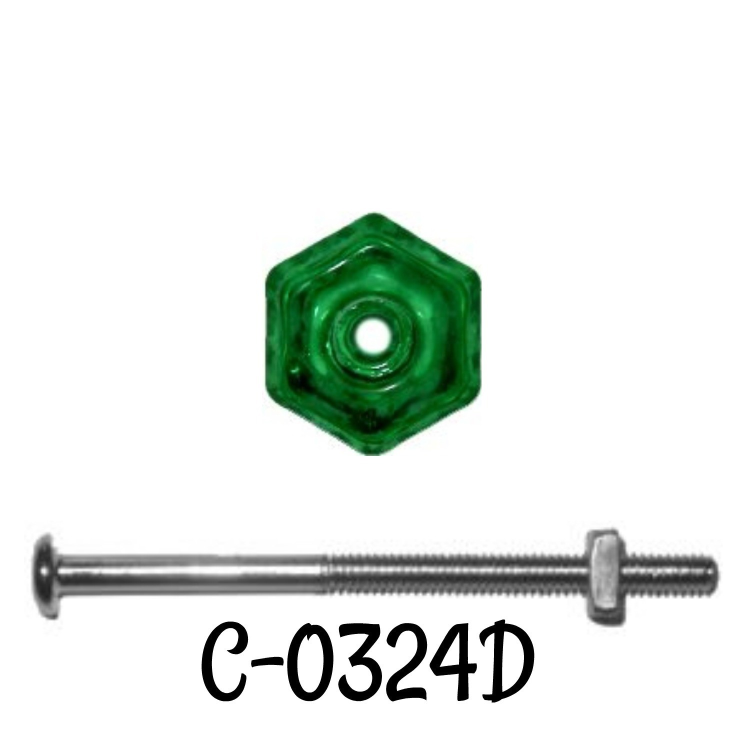 Glass Knob - Dark Green - 15/16"