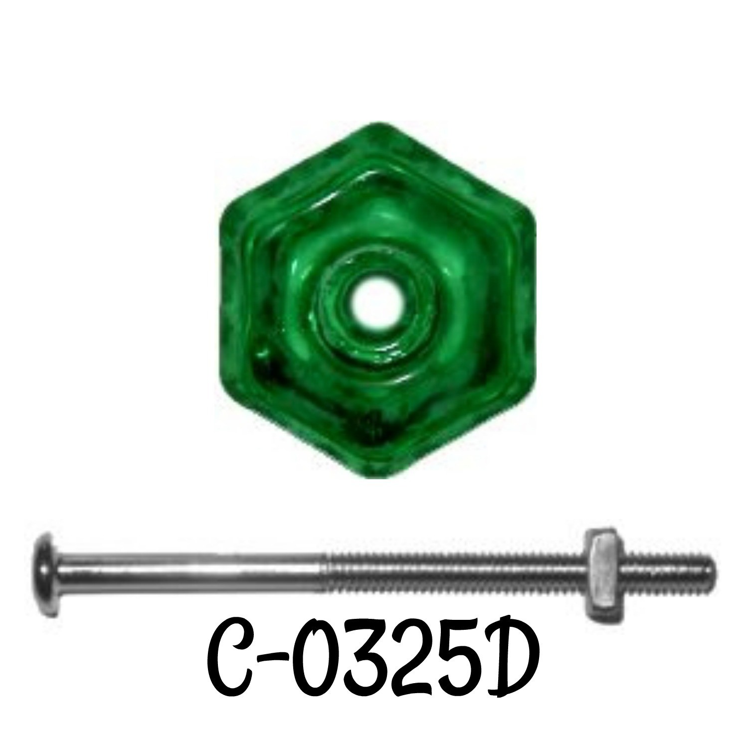 Glass Knob - Dark Green - 1 3/16"