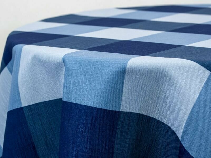 Linens For Less 72"x120" Rectangle in Navy Big Plaid woven polyester