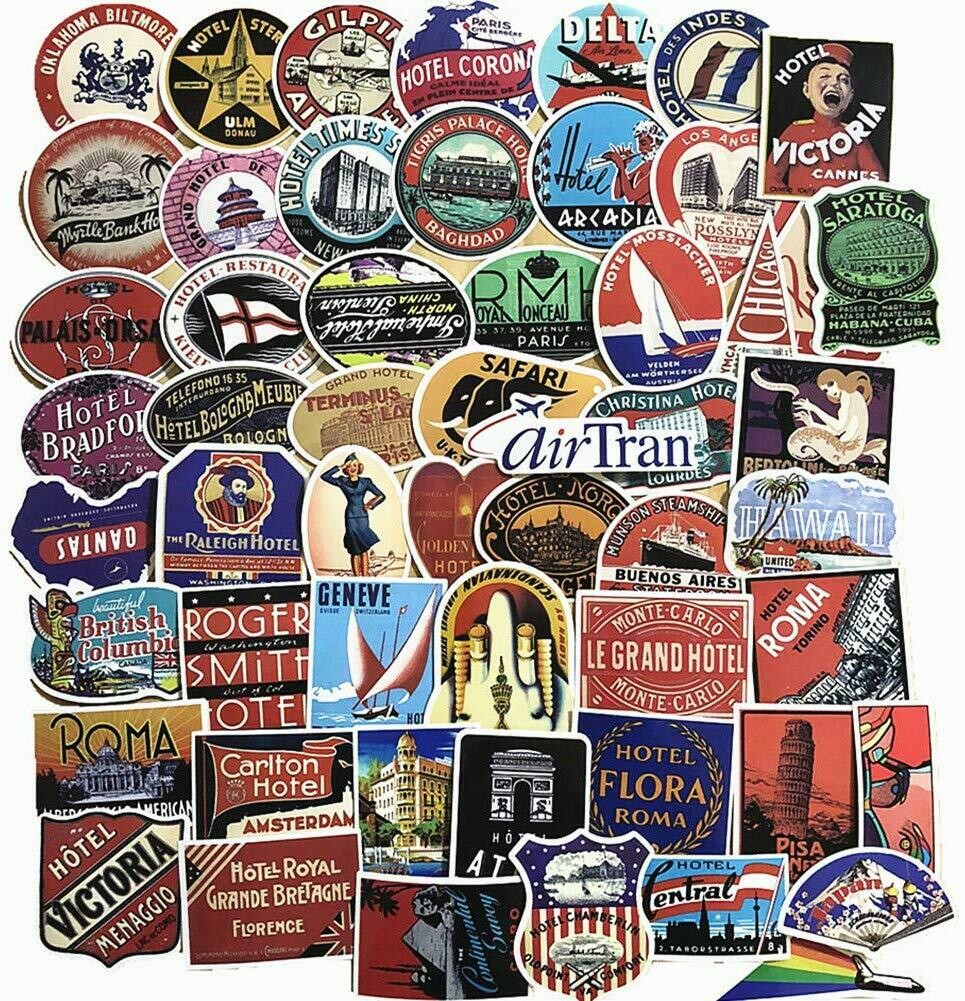 Set of 55 Hotel Travel stickers