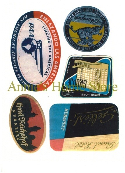 Travel Stickers - Trunk Interior Chest Liner Steamer Antique Vintage