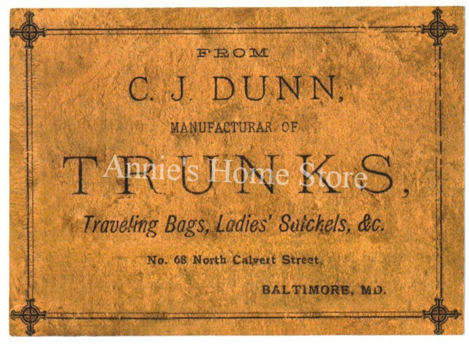 C.J. Dunn - Maker Label steamer trunk chest sticker decal interior