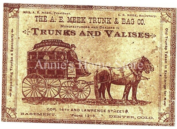A.E. Meek Trunk & Bag Co. Maker Label steamer chest decal sticker