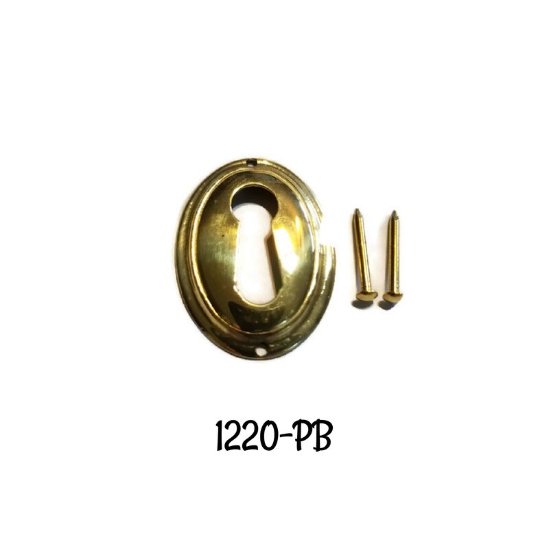 Hepplewhite/Sheraton style Oval polished brass keyhole cover