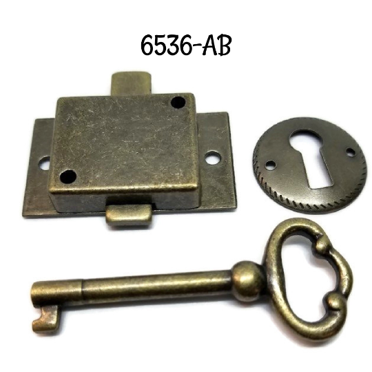 Economy Flush Mount Lock Set - Antique Brass Plated
