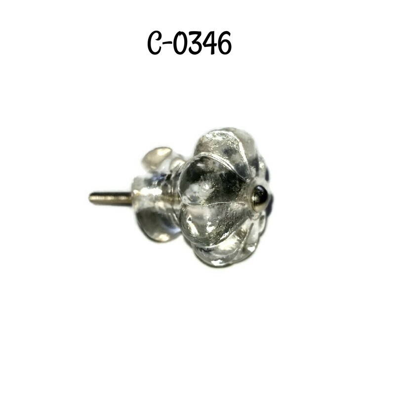Clear MOLDED GLASS KNOB with Nickel plated Bolt for mounting