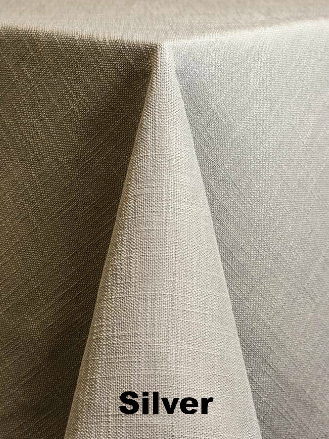 Linens For Less 70" Round in Silver Panama Faux Linen