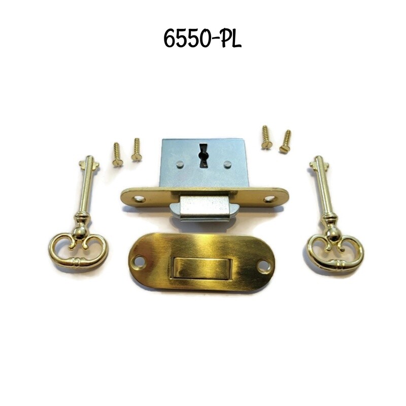 Roll Top Desk Lock Set - Rounded Plates