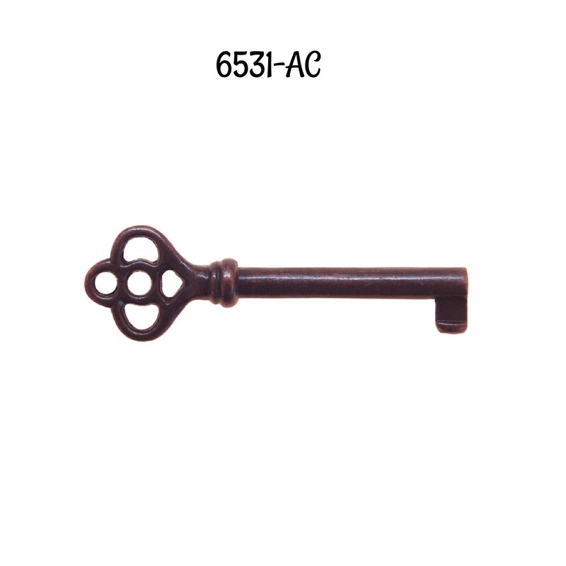 Key - Antiqued Copper Plated Steel Skeleton