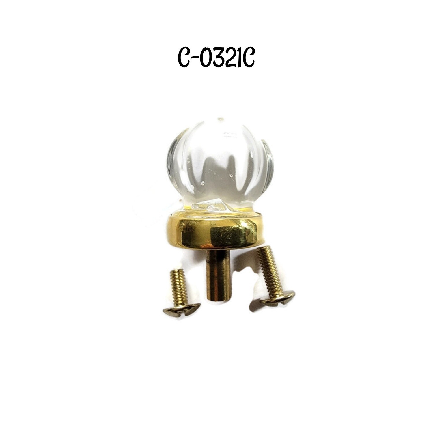 Glass Knob with Brass Base - 1"