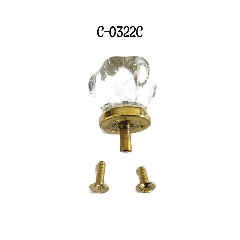 Glass Knob with Brass Base - 1 1/2