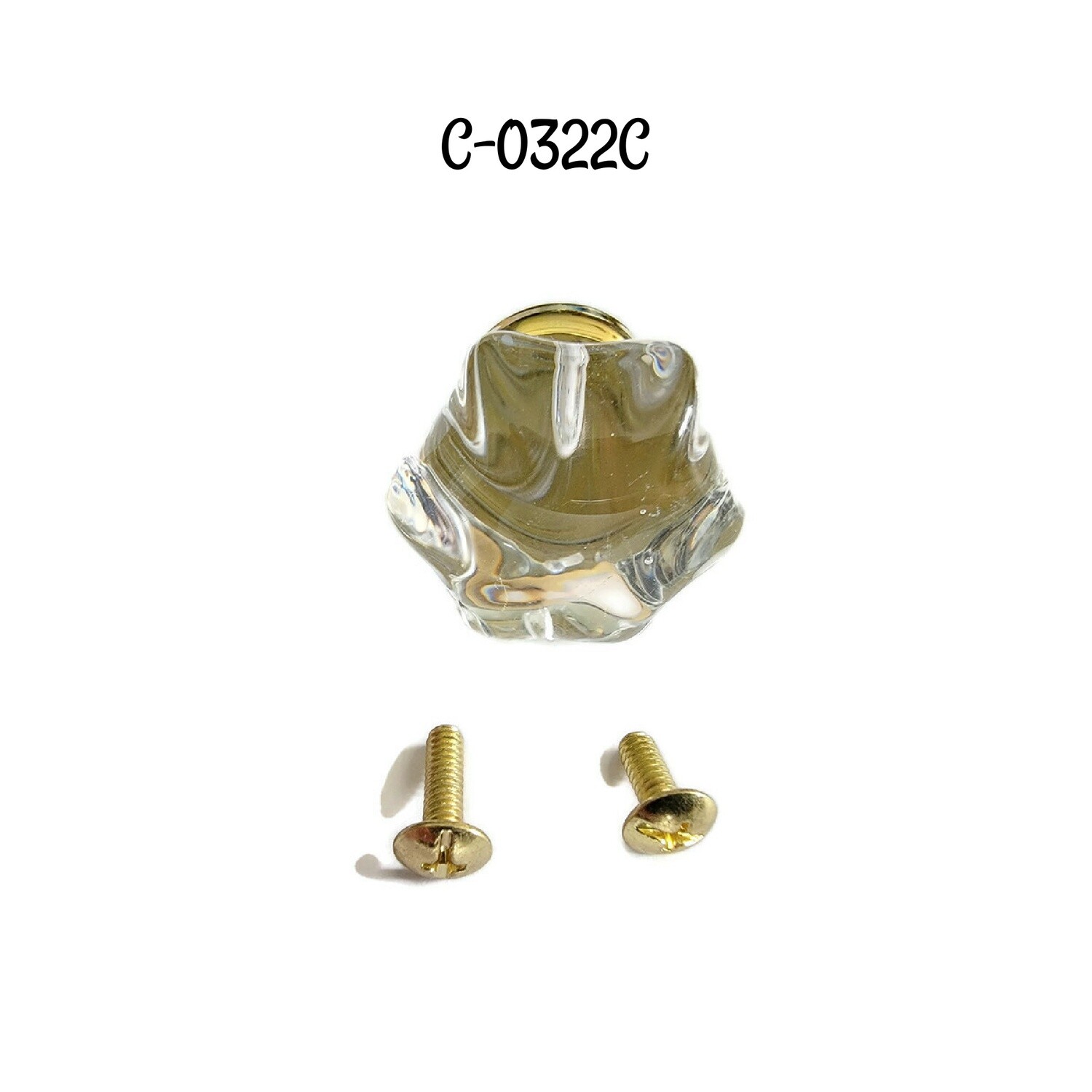 Glass Knob with Brass Base - 1 1/2"