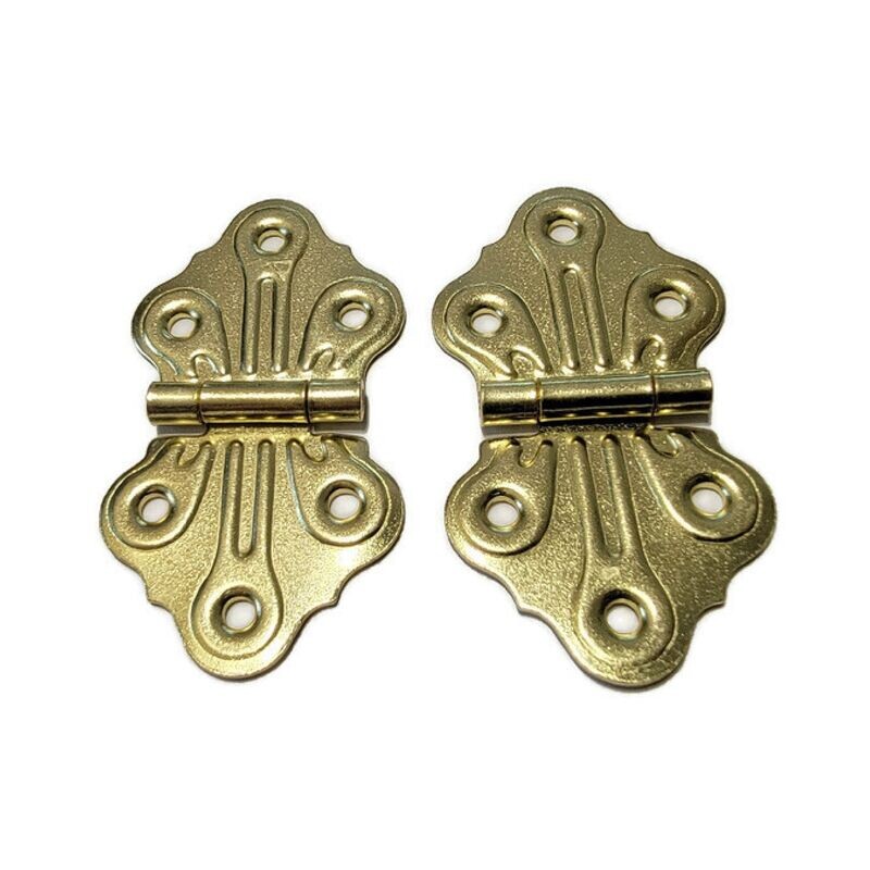Pair of decorative vintage style hinges Brass Plated