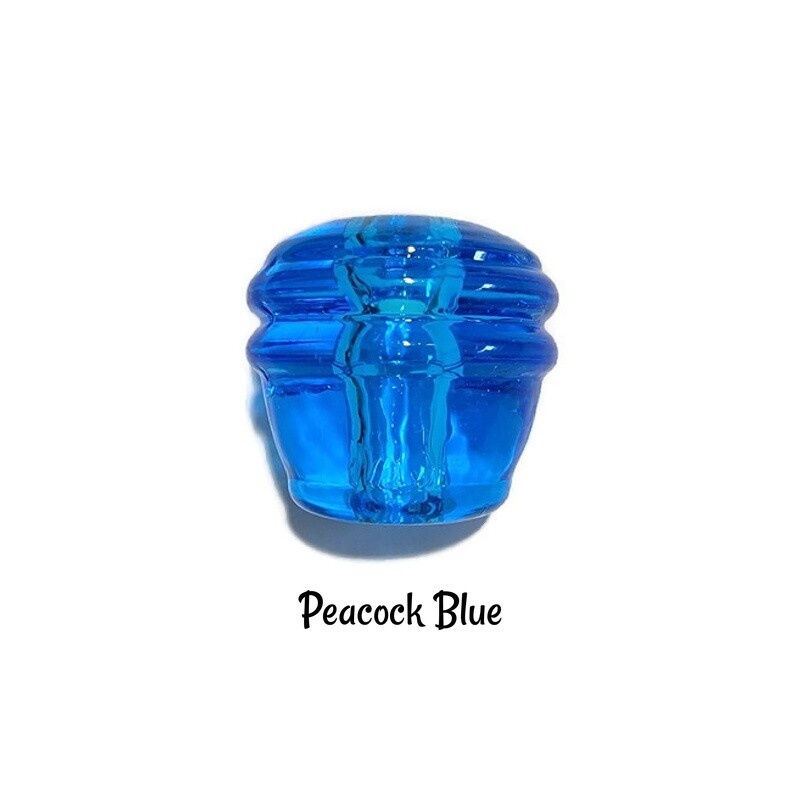 Art Deco Glass Knob - Peacock blue opaque