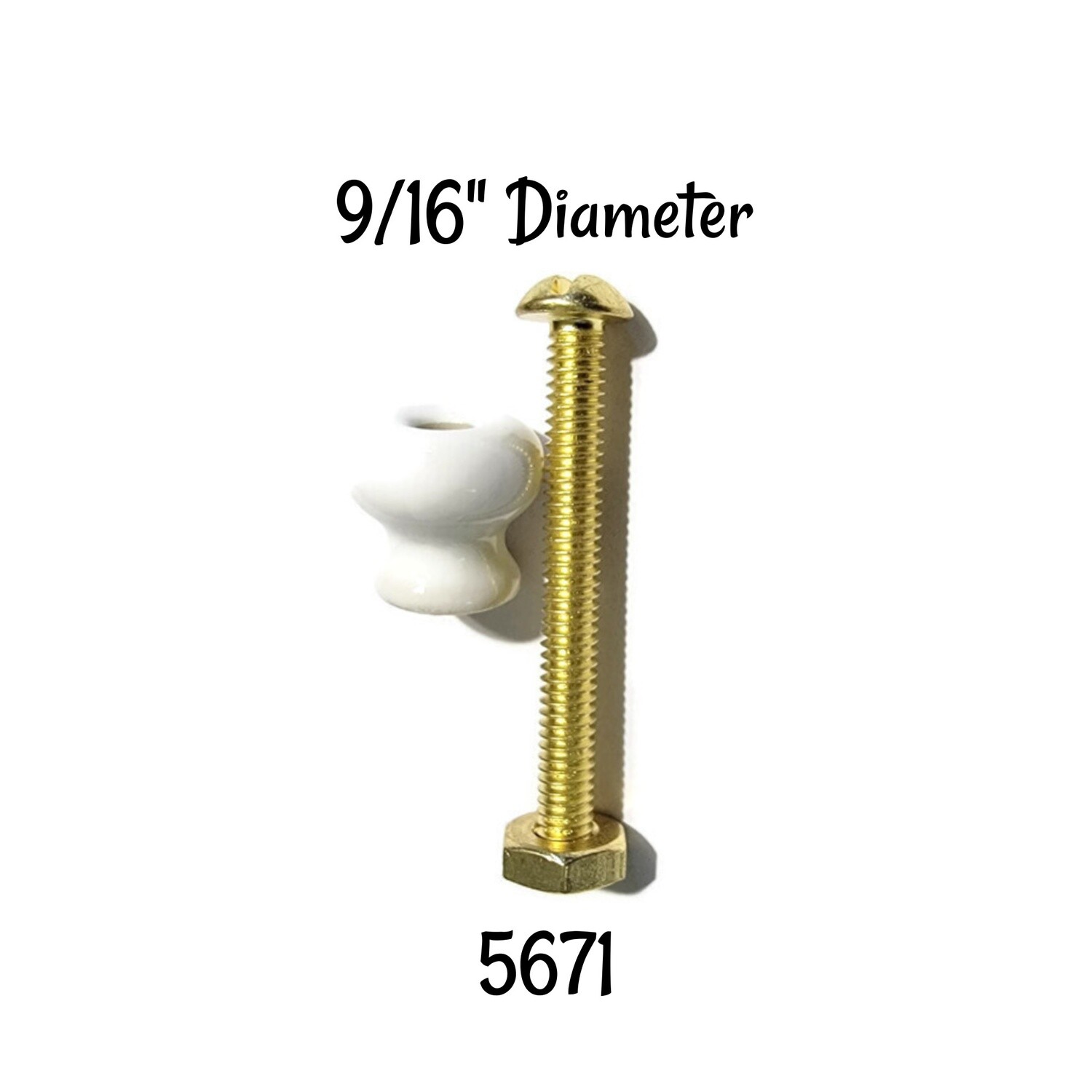 White Porcelain Round Knob - 9/16"