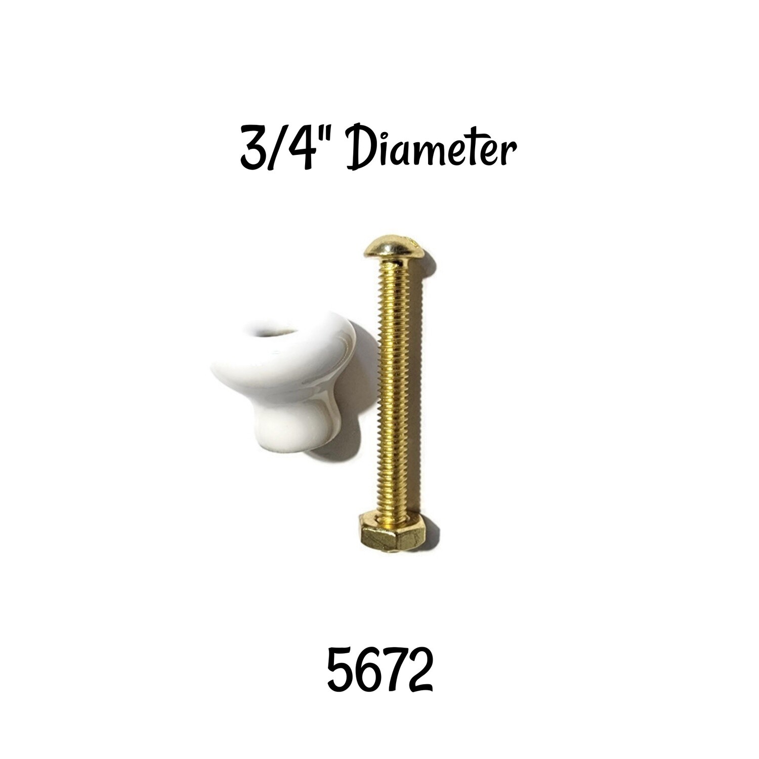 White Porcelain Round Knob - 3/4"