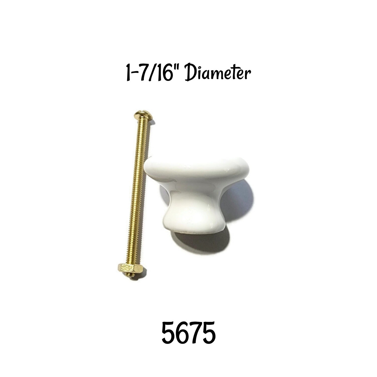 White Porcelain Round Knob - 1-7/16"