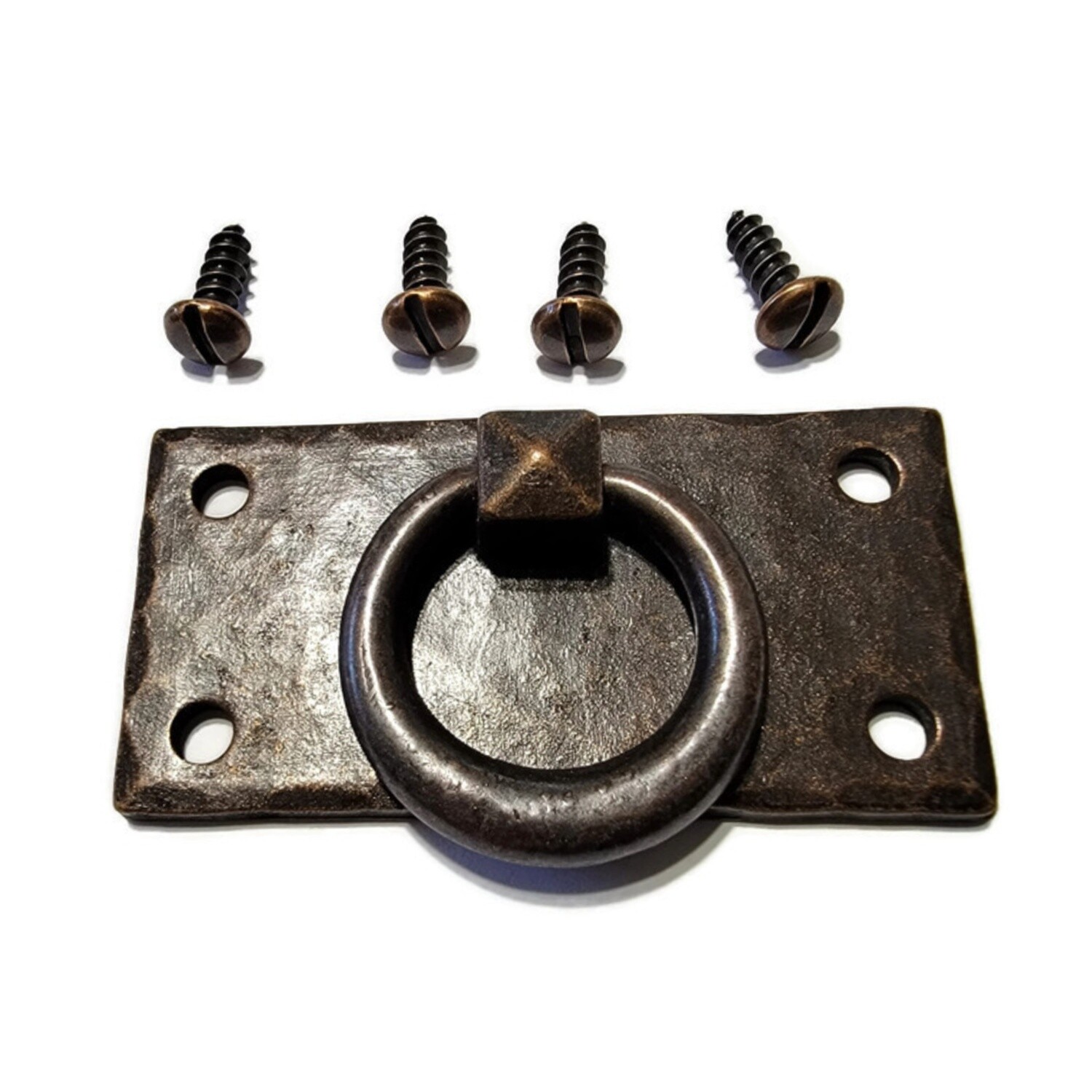 Hammered Forged Brass Mission Style Horizontal DRAWER PULL with Antique Copper Finish