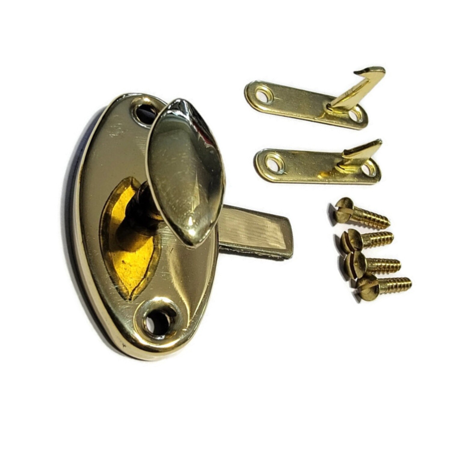 Hoosier Oval Cabinet Latch - Brass - Hoosier Sellers antique vintage restore