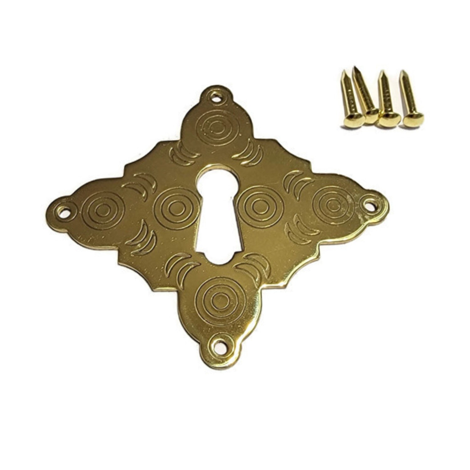 Victorian Style Stamped Chased Brass keyhole cover