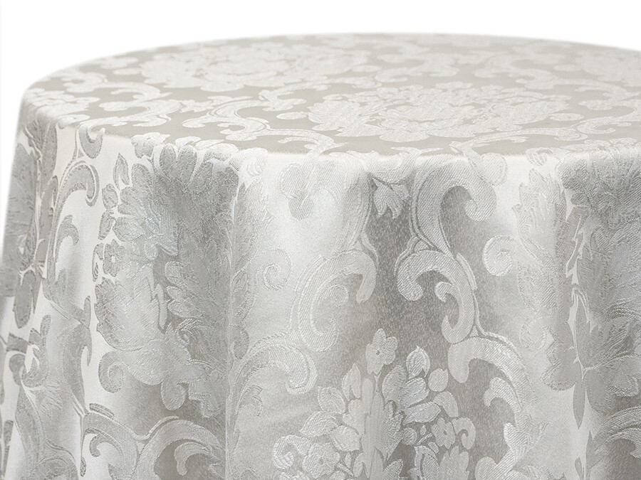 Linens For Less 72" x 93" Oval in Beethoven Damask Antique White