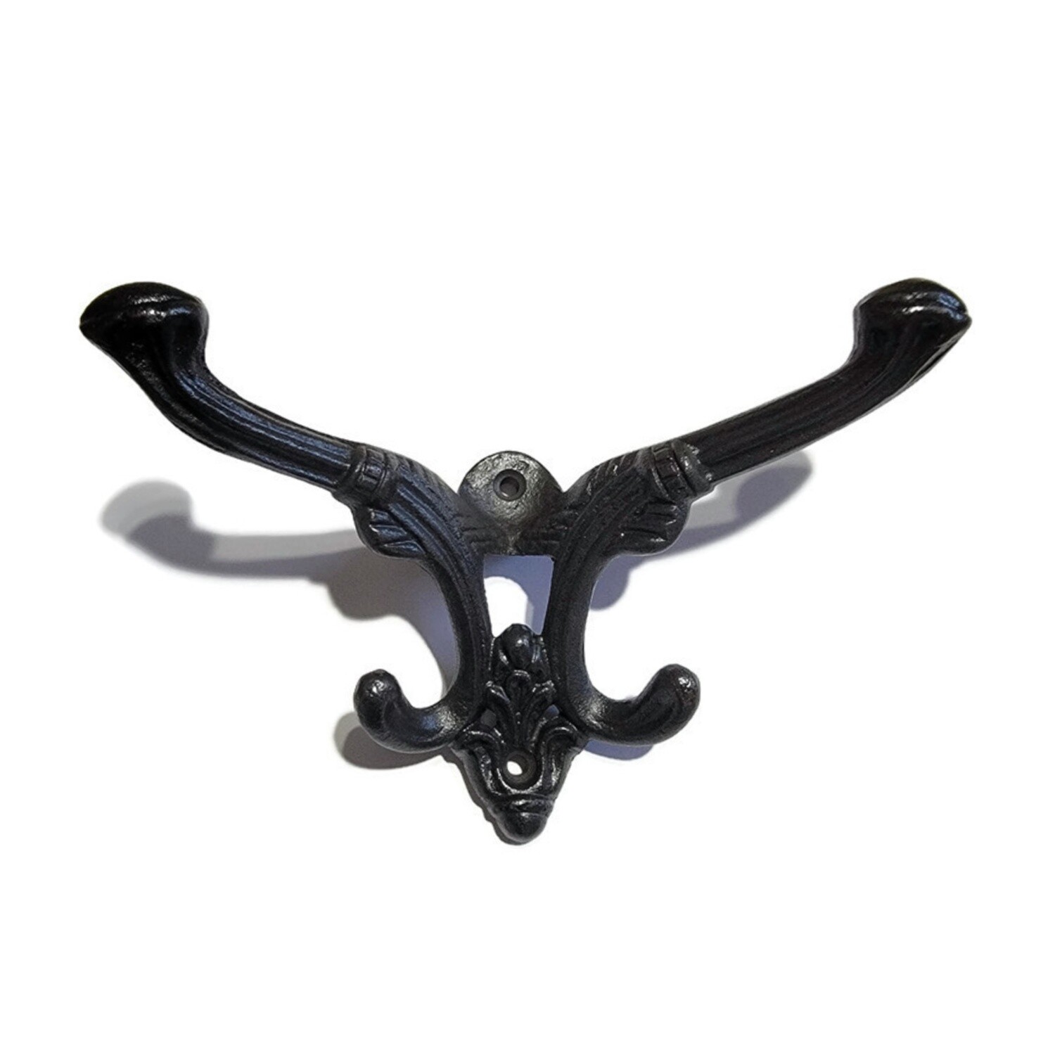 Victorian Style Cast Iron Front Mount Double Hall Tree Coat Hook
