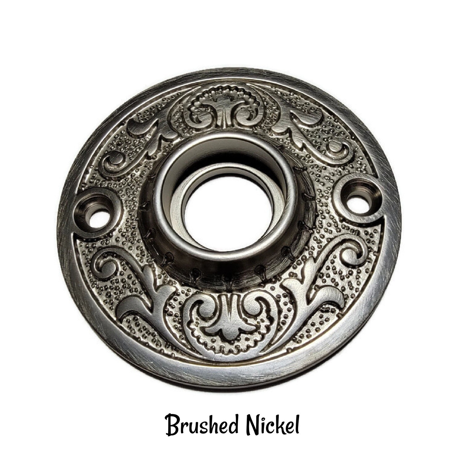 Door rosette. With floral pattern. Comes in 5 finishes.