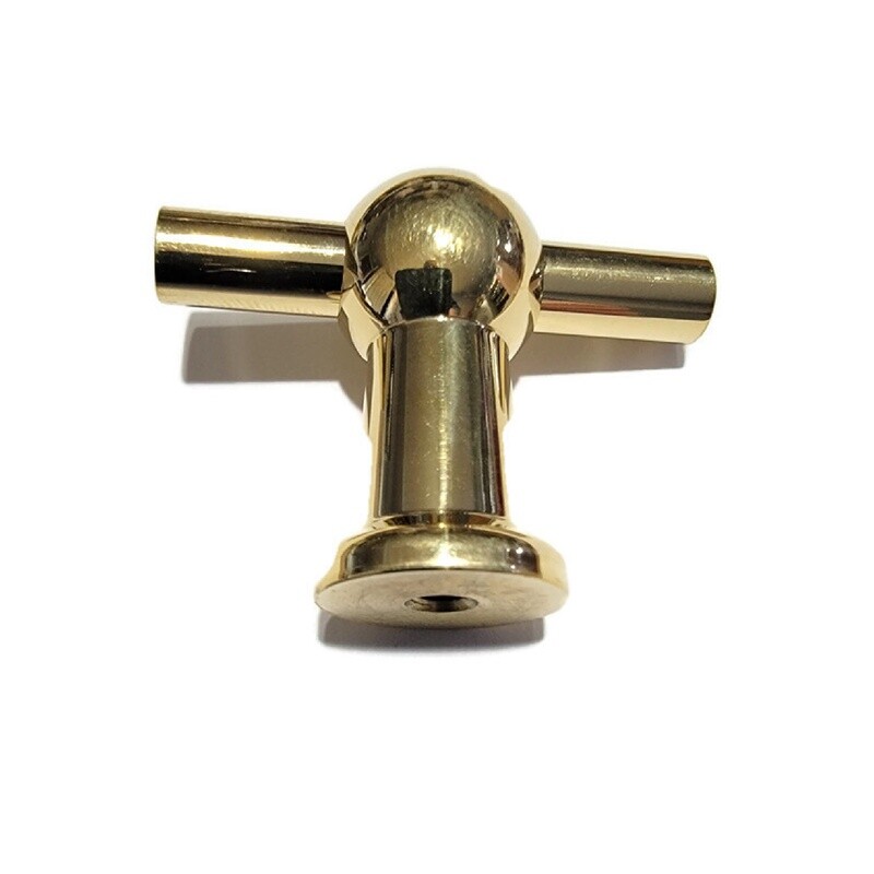 Contemporary Polished Brass Knob