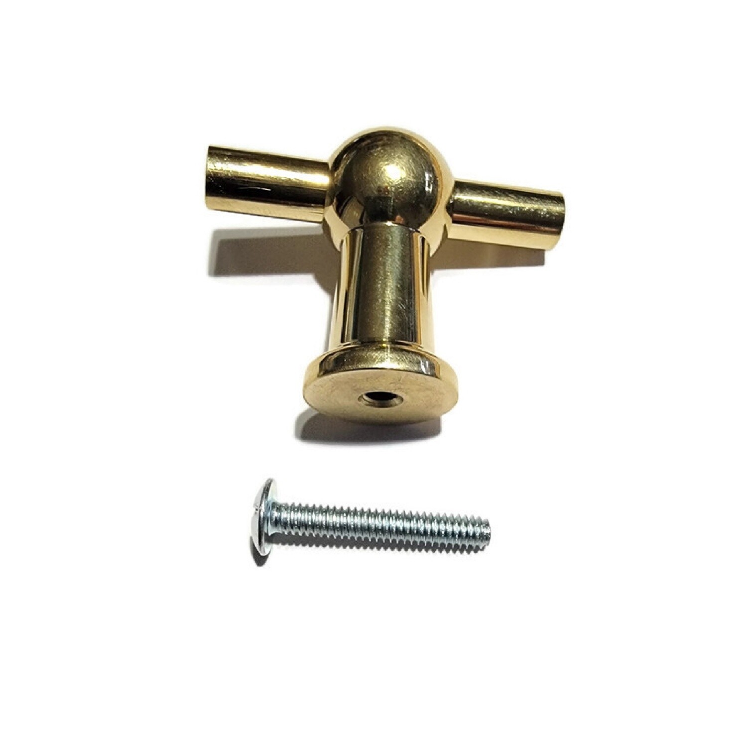Contemporary Polished Brass Knob