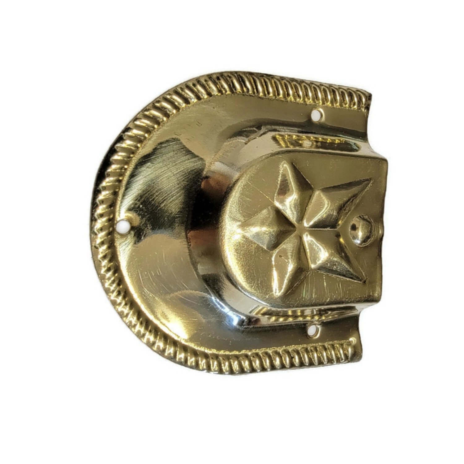 Stamped Brass Cap Style Trunk Handle Loop -Star Shape Polished Brass Finish