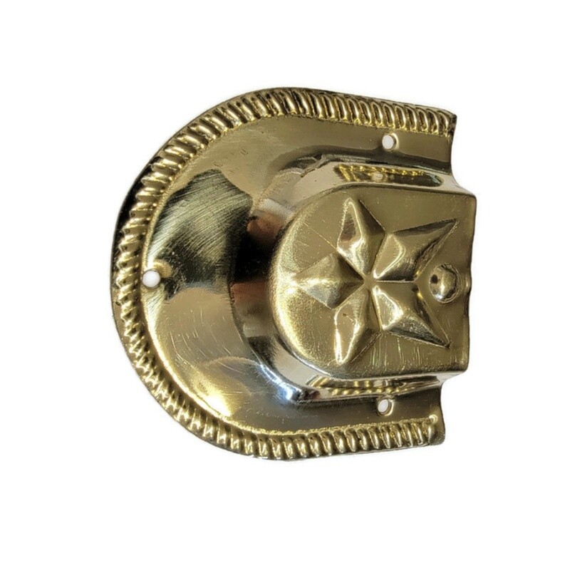 Stamped Brass Cap Style Trunk Handle Loop -Star Shape Polished Brass Finish