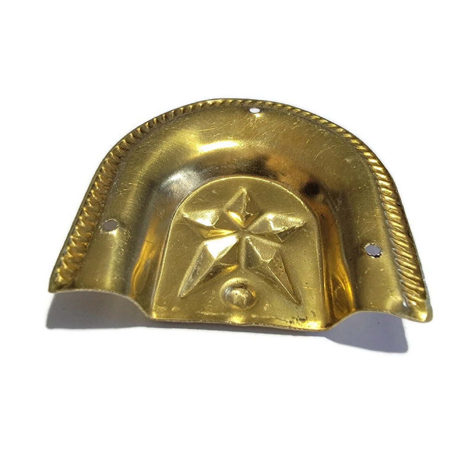 Stamped Brass Cap Style Trunk Handle Loop -Star Shape Polished Brass Finish